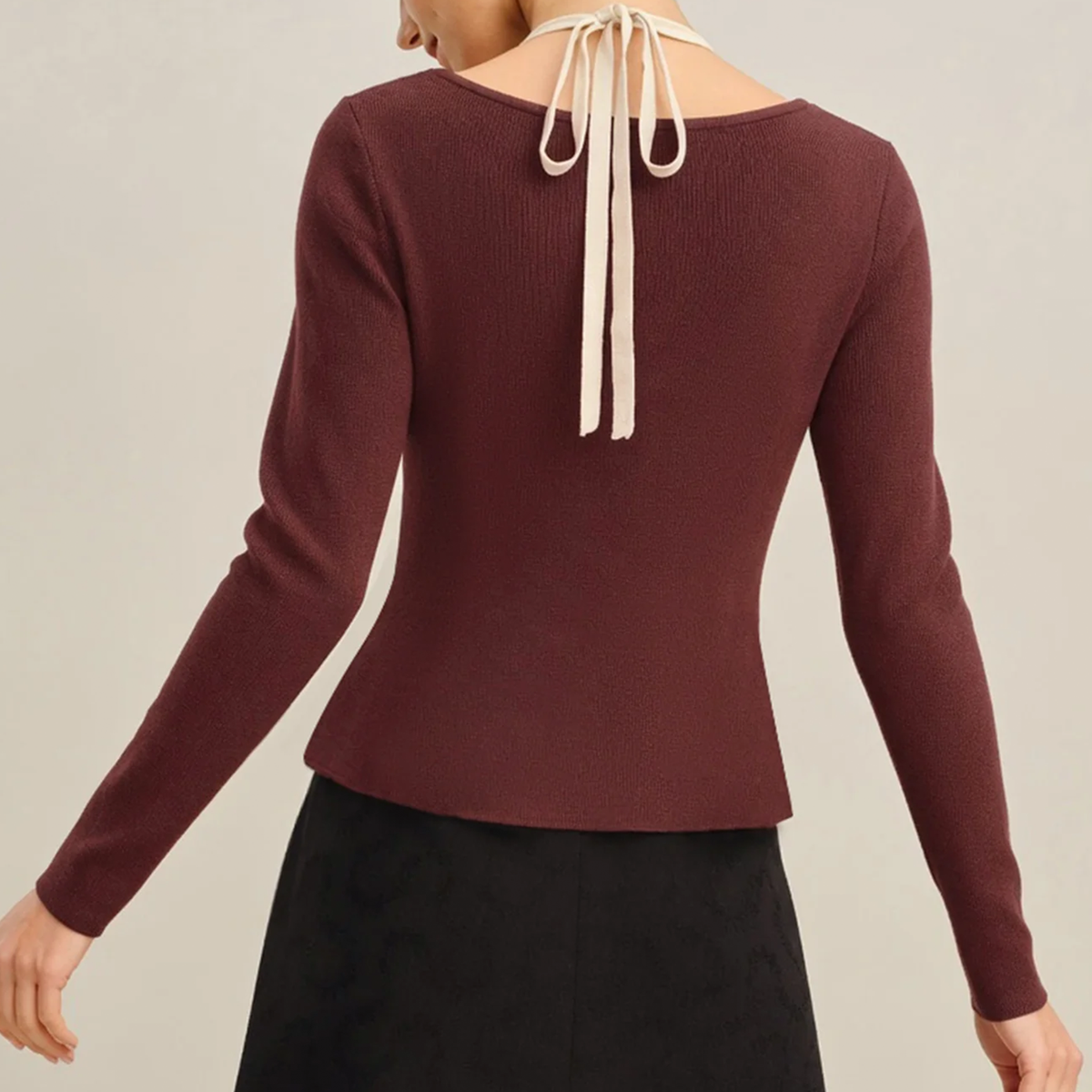 V-Neck Contrast Panel Button Knit Cardigan